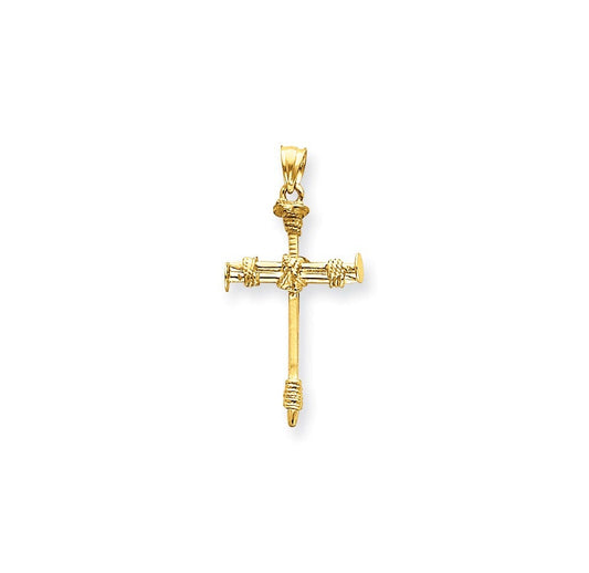 14k Polished Nail Cross Pendant