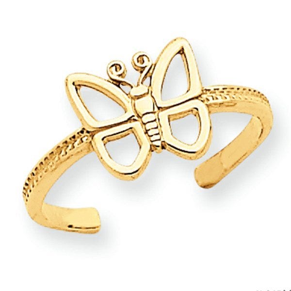 14k Yellow Gold Butterfly Toe Ring