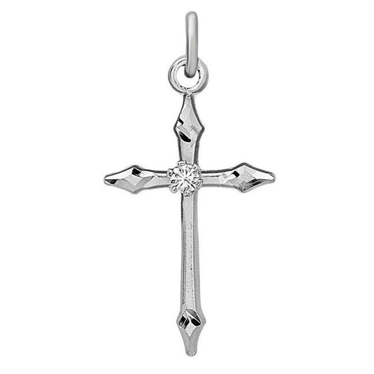 Sterling Silver Crucifix Pendant w/ Cubic Circonia