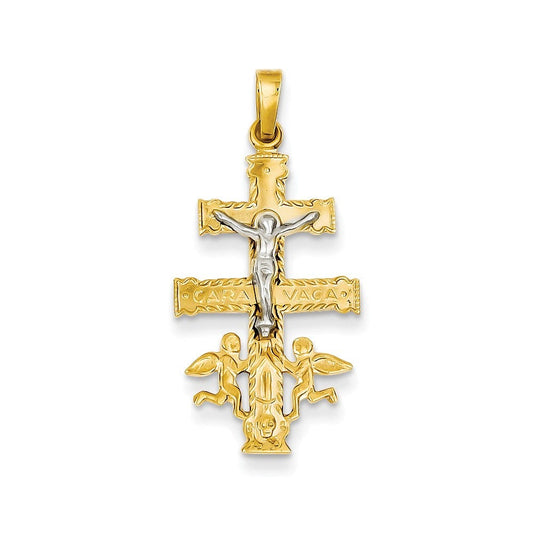 14k Two-tone Cara Vaca Crucifix Pendant