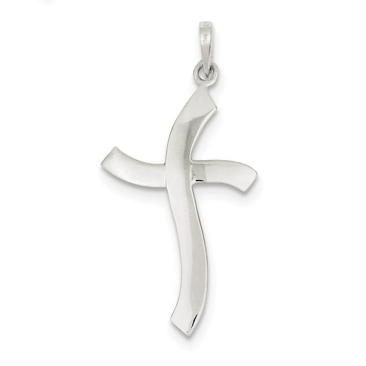 Sterling Silver Polished Freeform Cross Pendant