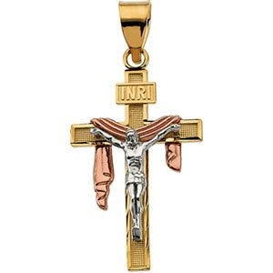 TRICOLOR CRUCIFIX W/SHROUD PENDANT