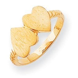 Solid Gold Double Heart Engravable Ring