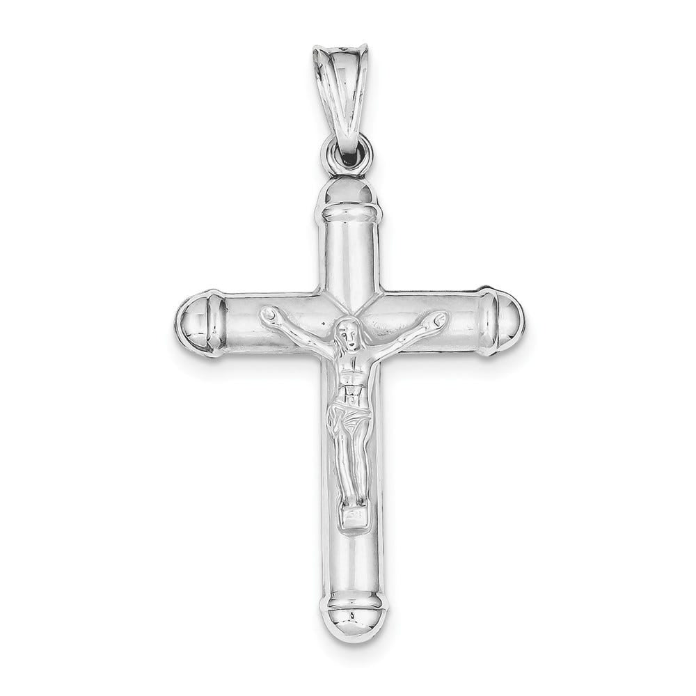 Sterling Silver Rhodium-plated Reversible Crucifix Pendant