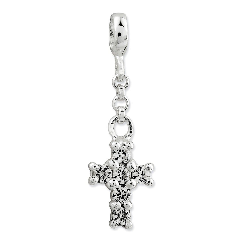 Sterling Silver Clear CZ Cross 1/2in Dangle Enhancer