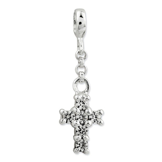 Sterling Silver Clear CZ Cross 1/2in Dangle Enhancer