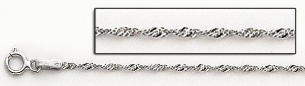Sterling Silver Diamond 1.8mm Cut Rope Chain