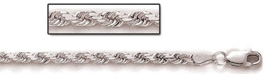 Sterling Silver Diamond Cut Rope Chain 3.50 MM Thick