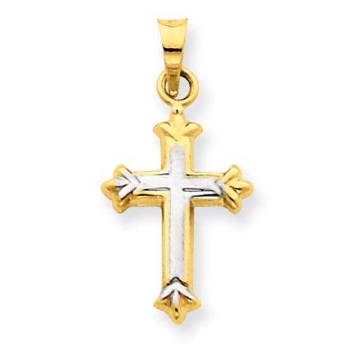 14k Yellow Gold Two Tone Children's Cross Pendant