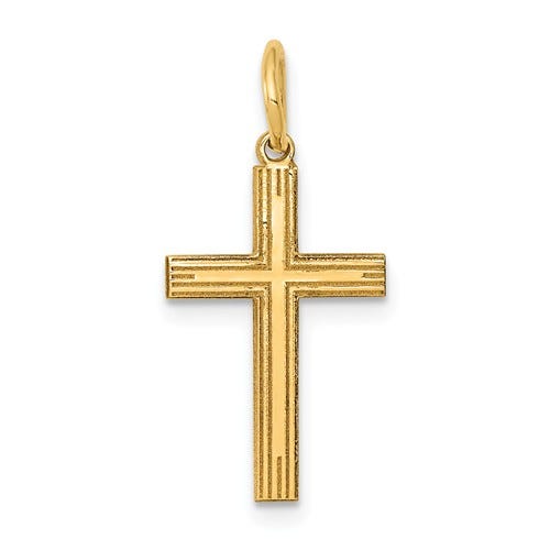 14K Laser Designed Cross Charm