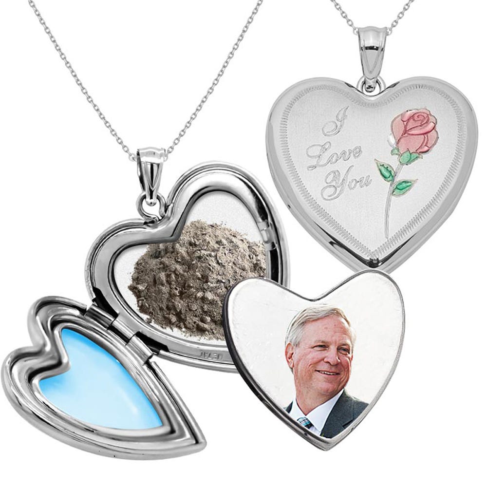 Sterling Silver 'I love You' Cremation & Hair Photo Locket