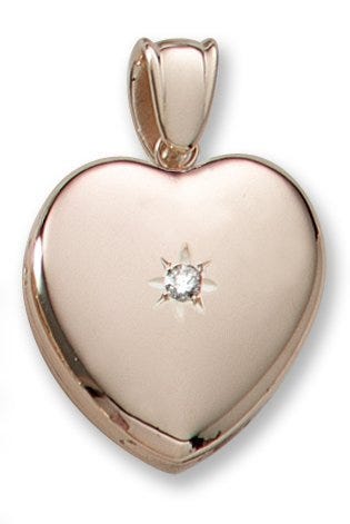 18k Premium Weight Yellow Gold Heart Picture w/ 7pt. Diamond Locket