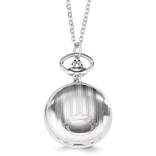 Charles Hubert Women's Chrome Tone Striped Designt Necklace Watch