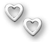 Sterling Silver Children's "Open Heart" Post Earrings
