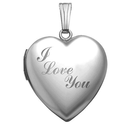14k White Gold I Love You Heart Photo Locket