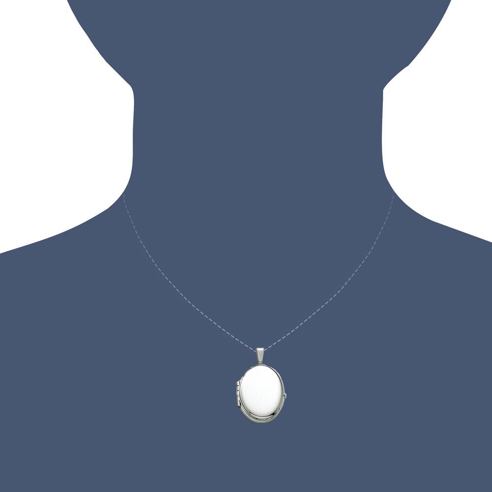 14K White Gold Oval Four Photo Locket