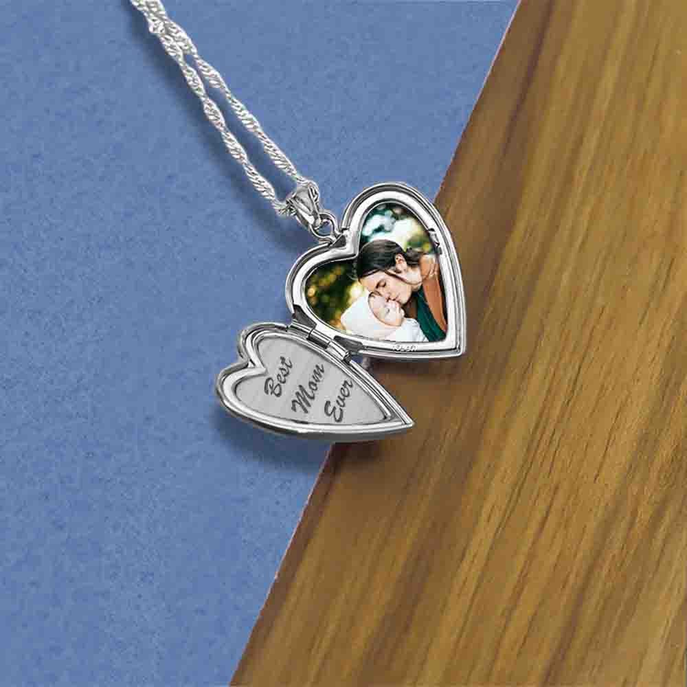 Sterling Silver Mother & Daughter Forever Heart Photo Locket