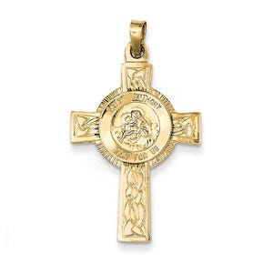 14k Cross w/St Anthony Medal Pendant