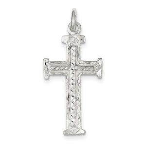 Sterling Silver Diamond -Cut Cross Pendant