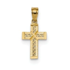 14k Diamond-cut Cross w/X Center Pendant