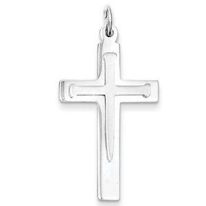 Sterling Silver Satin & Polished Cross Pendant