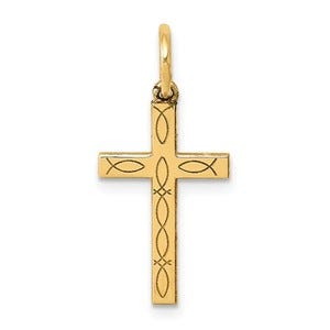 14K Laser Designed Cross Charm
