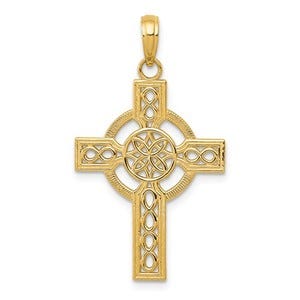 14k Diamond-cut Celtic Cross Pendant