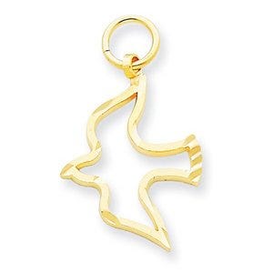 14k Yellow Gold Satin & Diamond -Cut Dove Charm