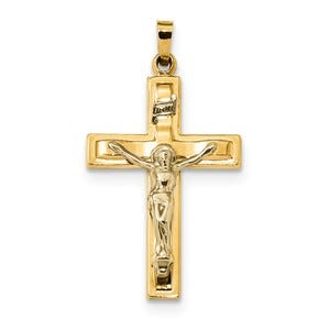14k Two-tone Polished INRI Crucifix Pendant