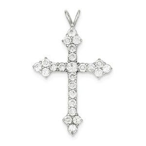 Sterling Silver Rhodium-plated CZ Cross Pendant
