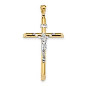 14k Two-Tone Polished Crucifix Pendant