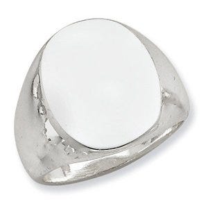 Sterling Silver Men's Oval Solid Back Signet Ring