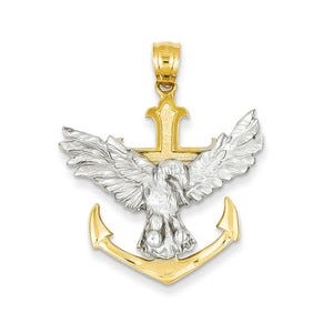 14k Two-tone Mariners Cross w/Eagle Pendant