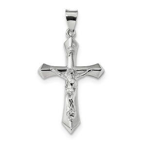 Sterling Silver Rhodium-plated Polished INRI Crucifix Pendant