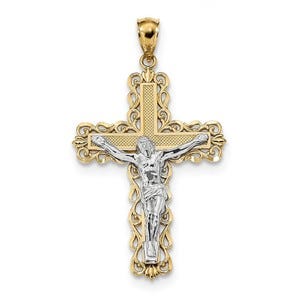 14k Two-tone Crucifix Pendant