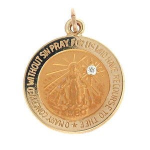 14K Gold Miraculous Medal [H] w/ Diamond