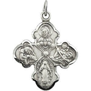 Sterling Silver 4-WAY CROSS PENDANT W/ 18 INCH CHAIN