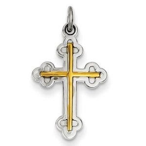 18k Gold -plated Sterling Silver Cross Charm