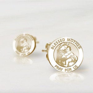Pair of "Blessed Mother" Virgin Mary Earrings