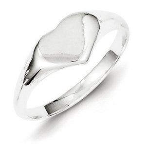 Sterling Silver Girl's Heart Signet Ring