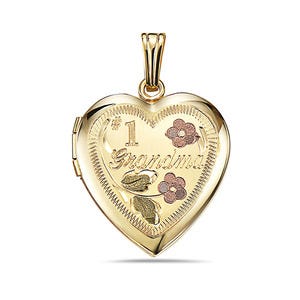 14k Gold Filled #1 Grandma Heart Photo - 3/4 inch x 3/4 inch