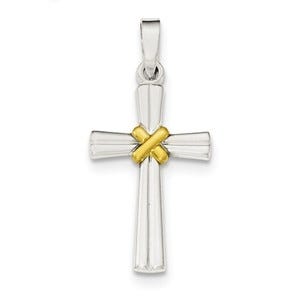 Sterling Silver & Gold-tone Polished Latin Cross Pendant