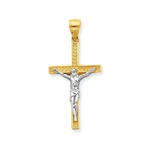 10k & Rhodium Crucifix Pendant