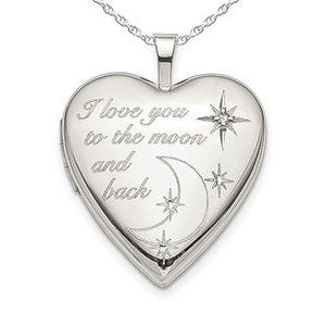 Sterling Silver "To The Moon & Back" Heart Photo Locket