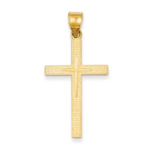 14K Diamond -Cut Latin Cross Pendant