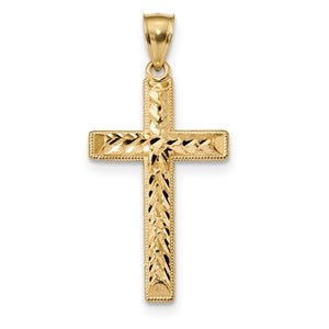 14k Diamond-cut Latin Cross Pendant