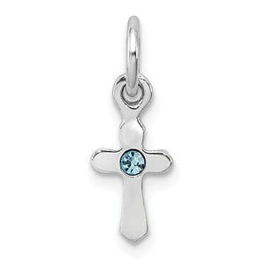 Sterling Silver RH Plated Child\'s Preciosca Crystal Mar Cross Pendant