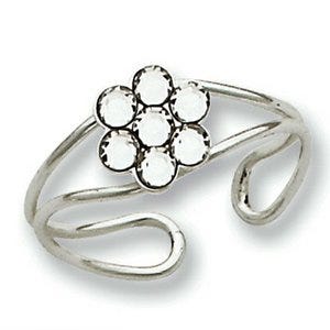Sterling Silver CZ Flower Toe Ring