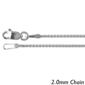 Sterling Silver 2.0mm Diamond Cut Wheat Chain
