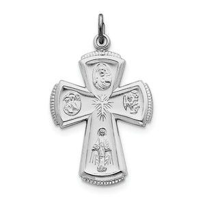 Sterling Silver Rhodium-plated Satin Cross Pendant